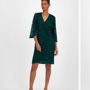 Connected Apparel Teal Lace Dress